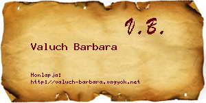 Valuch Barbara névjegykártya